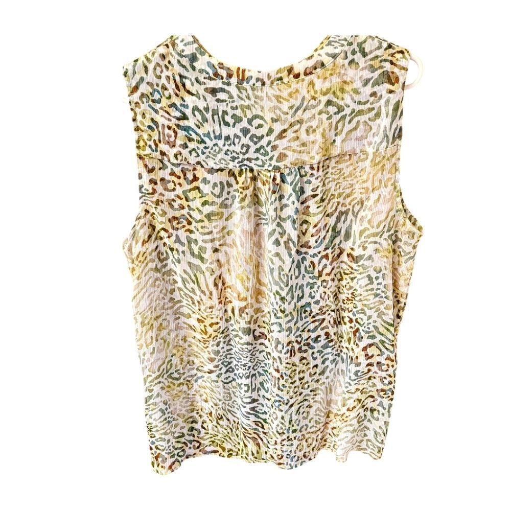 LIZ CLAIBORNEβPlus Size Women's Sleeveless Button Front leopard Print Tank Top - Picture 6 of 9